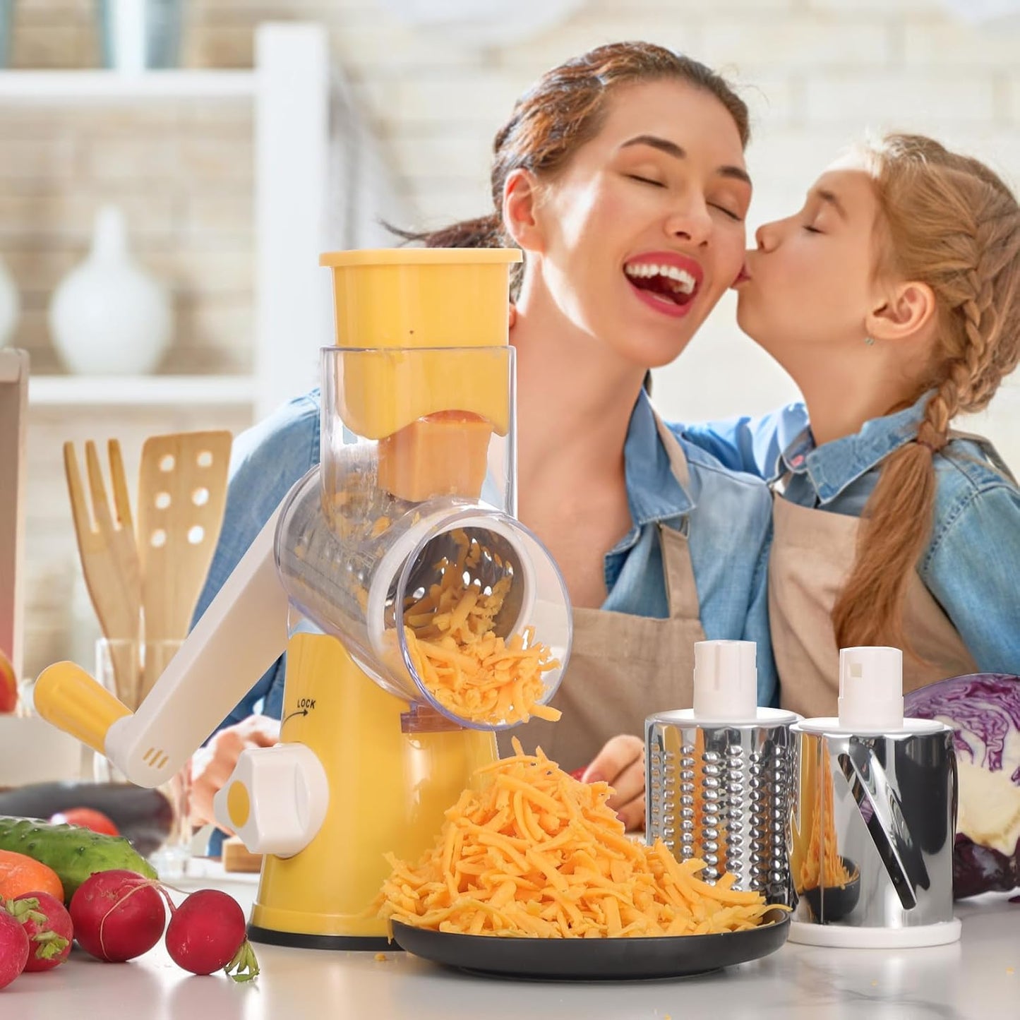 Purilite Select Rotary Cheese Grater with 3 Stainless Steel Blades