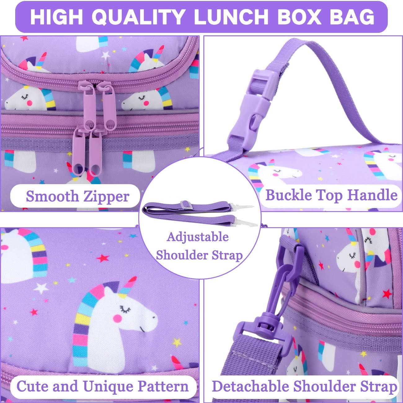 VASCHY Lunch Box Bag Men, Insulated Two Compartments Bento Cooler Bags for Adults/Women/Kids for School,Daycare,Kindergarten,Picnic Black