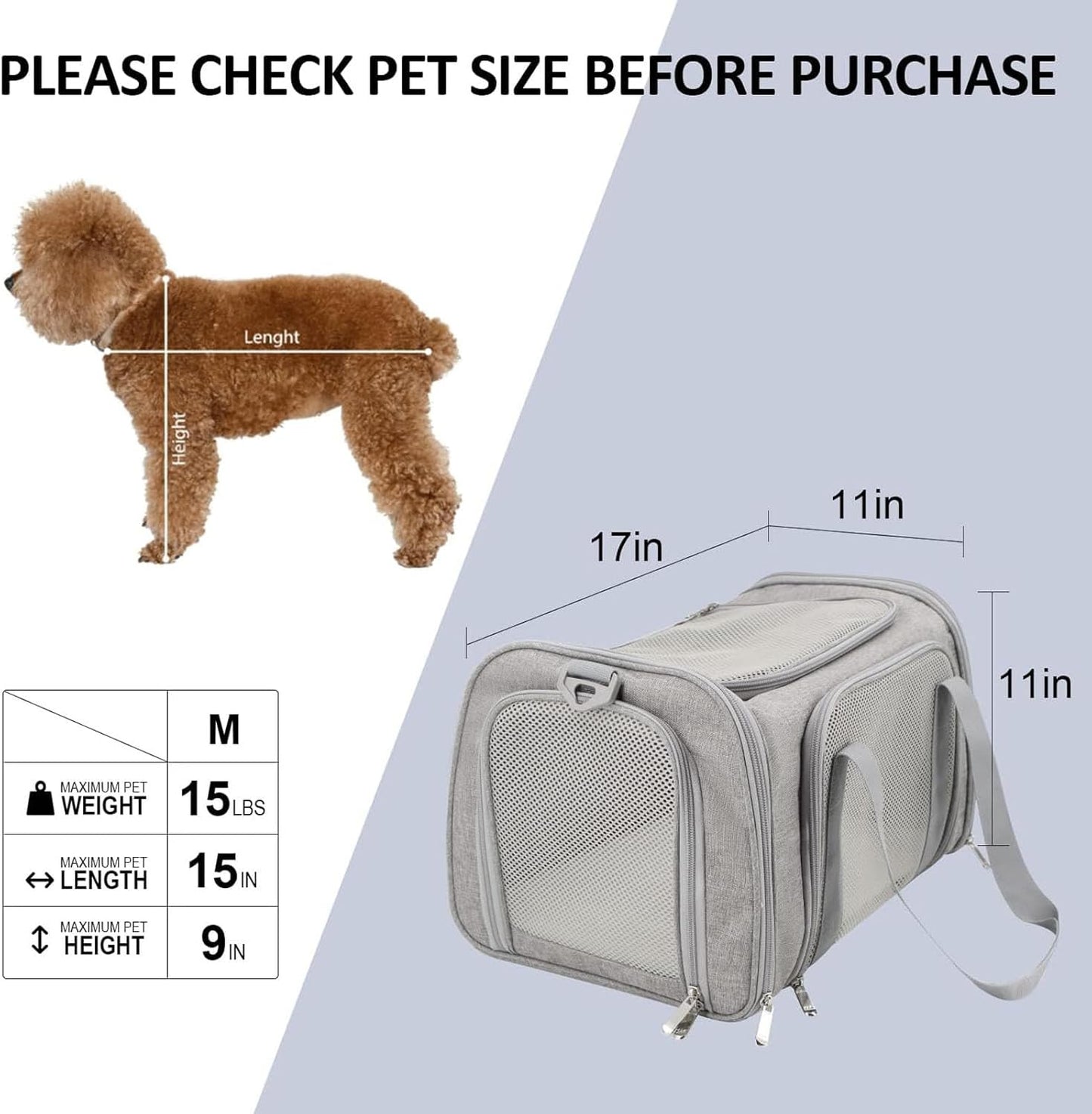 SFBAIHEN Cat Carriers Dog Carrier Pet Carrier for Small Medium Cats Dogs Puppies up to 15 Lbs, TSA Airline Approved Small Dog Carrier Soft Sided, Collapsible Waterproof Travel Puppy Carrier (Pink)