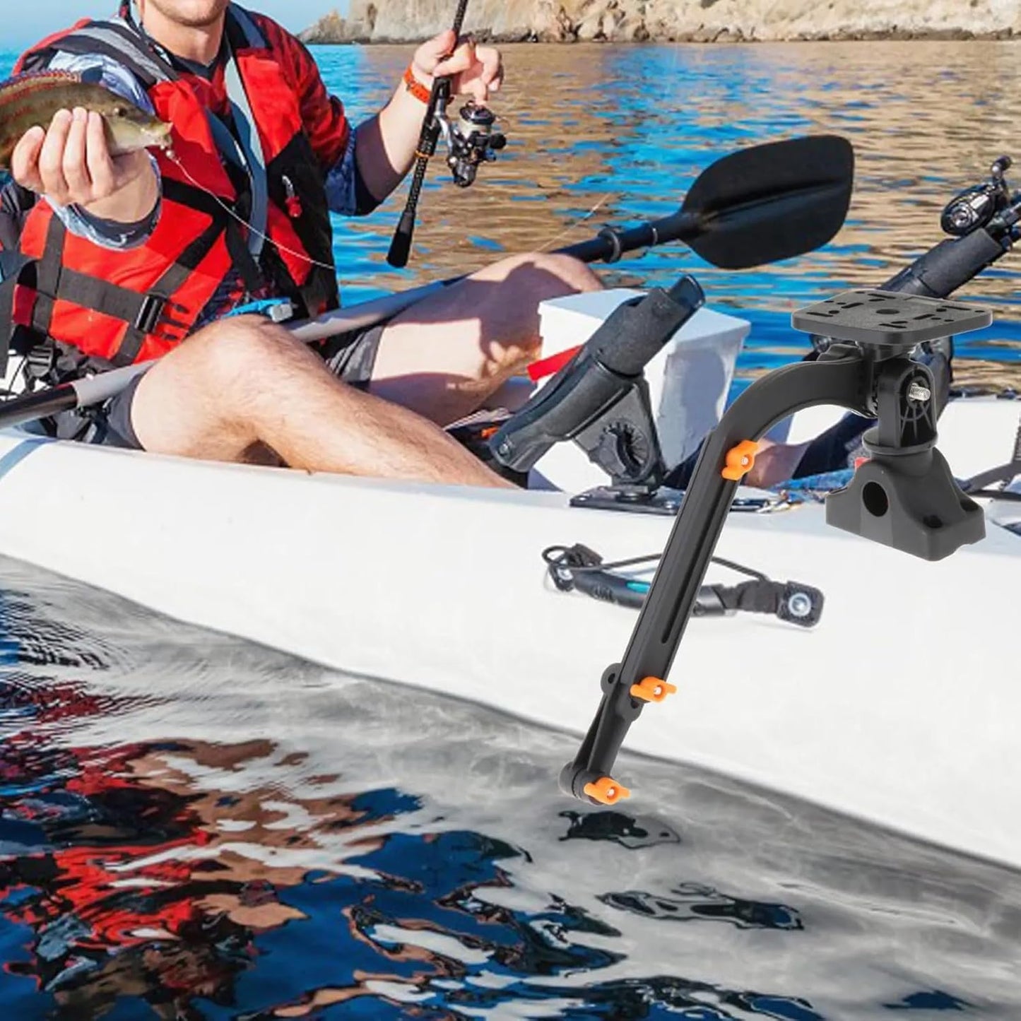 Kayaks Fish Finder Mounting Plate Electronic Mount Base Adapter for Kayaks Easy Installation Fish Finder Mount Base Adapter
