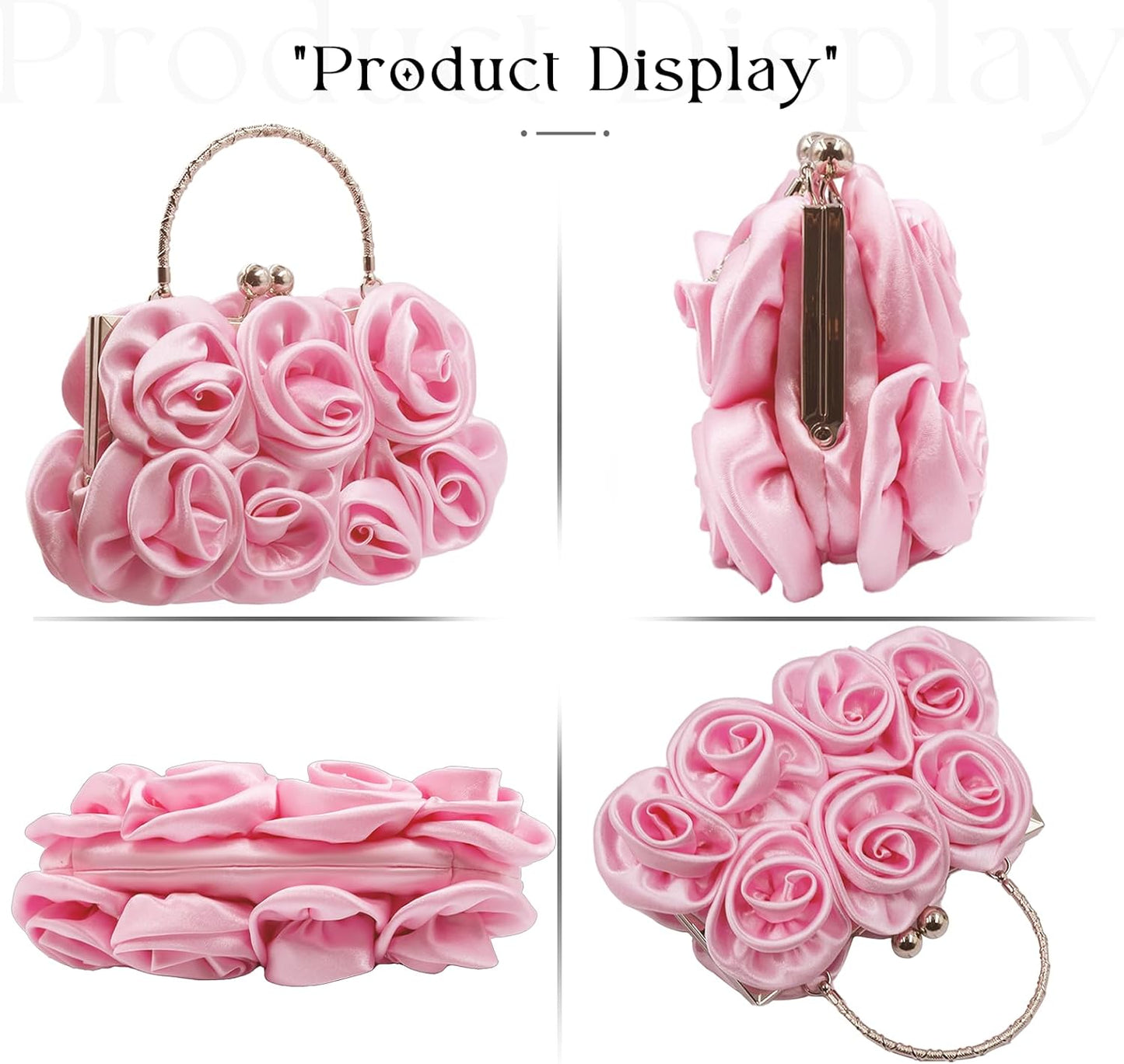 JAMBHALA Women Evening Clutch Bag Floral Satin Purses with Detachable Strap for Wedding, Party, Prom