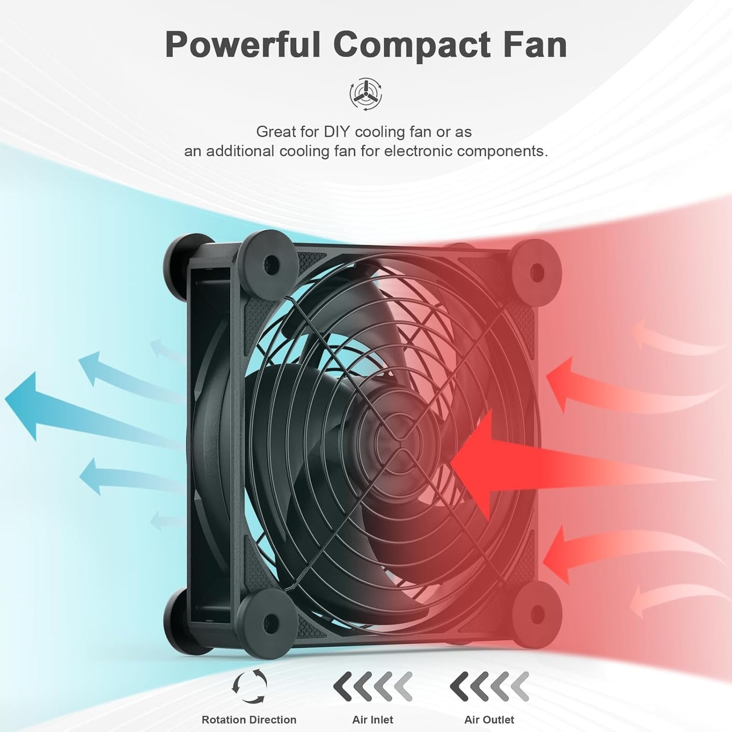 upHere Big Airflow 4 x 120mm x 25mm Computer Fan with AC Plug Cabinet Fan 100V 240V AC Power Supply,DC 12V 5 Speed Controller, for Router Mining Machine Chassis Server Workstation Cooling - PuriLite