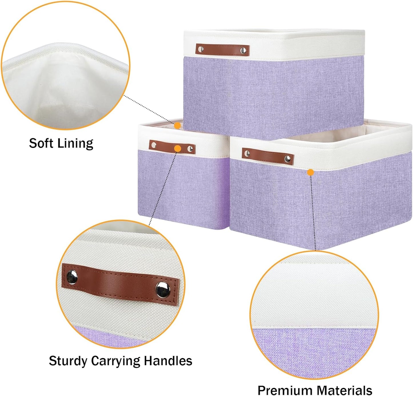 DULLEMELO Storage Baskets for Shelves, Fabric Collapsible Rectangular Storage Bins for Shelves, Closets, Nursery, Home, Office, Empty Gift Baskets (White&Teal)