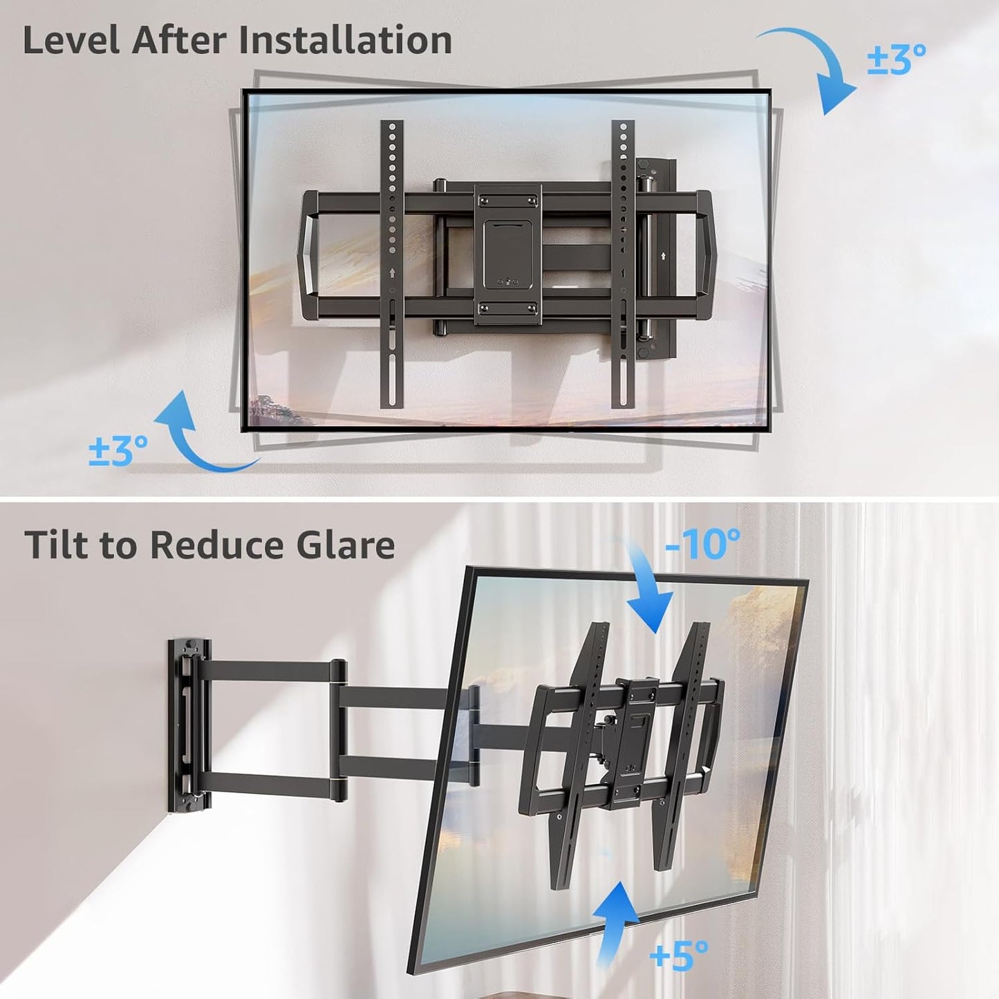 MOUNTUP 37.9" Long Arm TV Wall Mount for Most 42-75 Inch TVs, Full Motion Corner Wall Mount TV Bracket with Extension & Tilt & Swivel Articulating Arm, Max VESA 600x400mm and Up to 99 lbs, MU0047-L