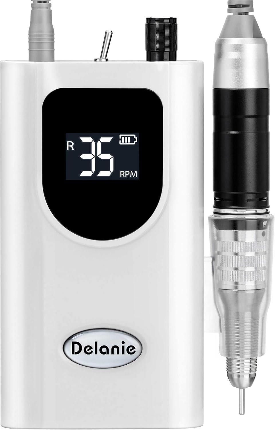 Delanie Professional Nail Drill High Torque 35000 RPM Rechargeable Portable Electric Nail File for Acrylic & Gel, High Speed, Low Heat, Low Vibration, Rose Gold