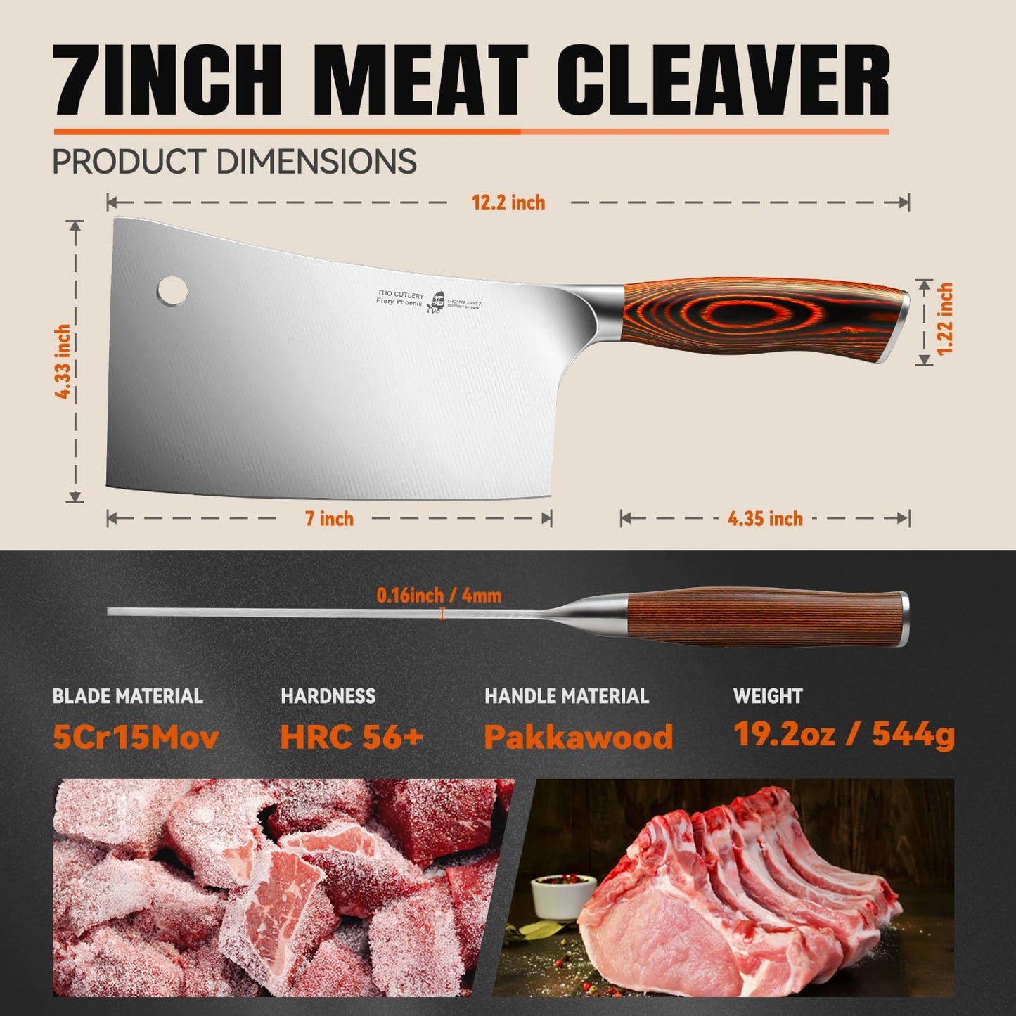 TUO Boning Knife - Razor Sharp Fillet Knife - High Carbon German Stainless Steel Kitchen Cutlery - Pakkawood Handle - Luxurious Gift Box Included - 7 inch - Fiery Phoenix Series