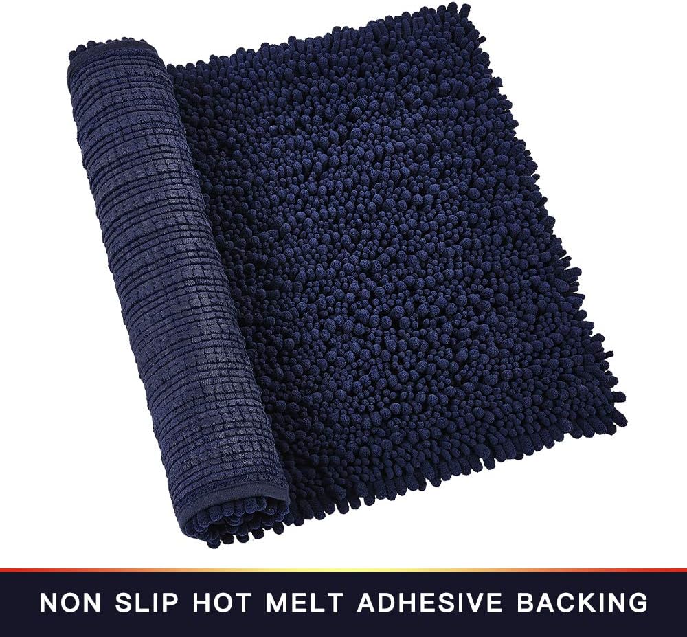 Walensee Bathroom Rug Non Slip Bath Mat (24x17 Inch Blush) Water Absorbent Super Soft Shaggy Chenille Machine Washable Dry Extra Thick Perfect Absorbant Best Small Plush Carpet for Shower Floor