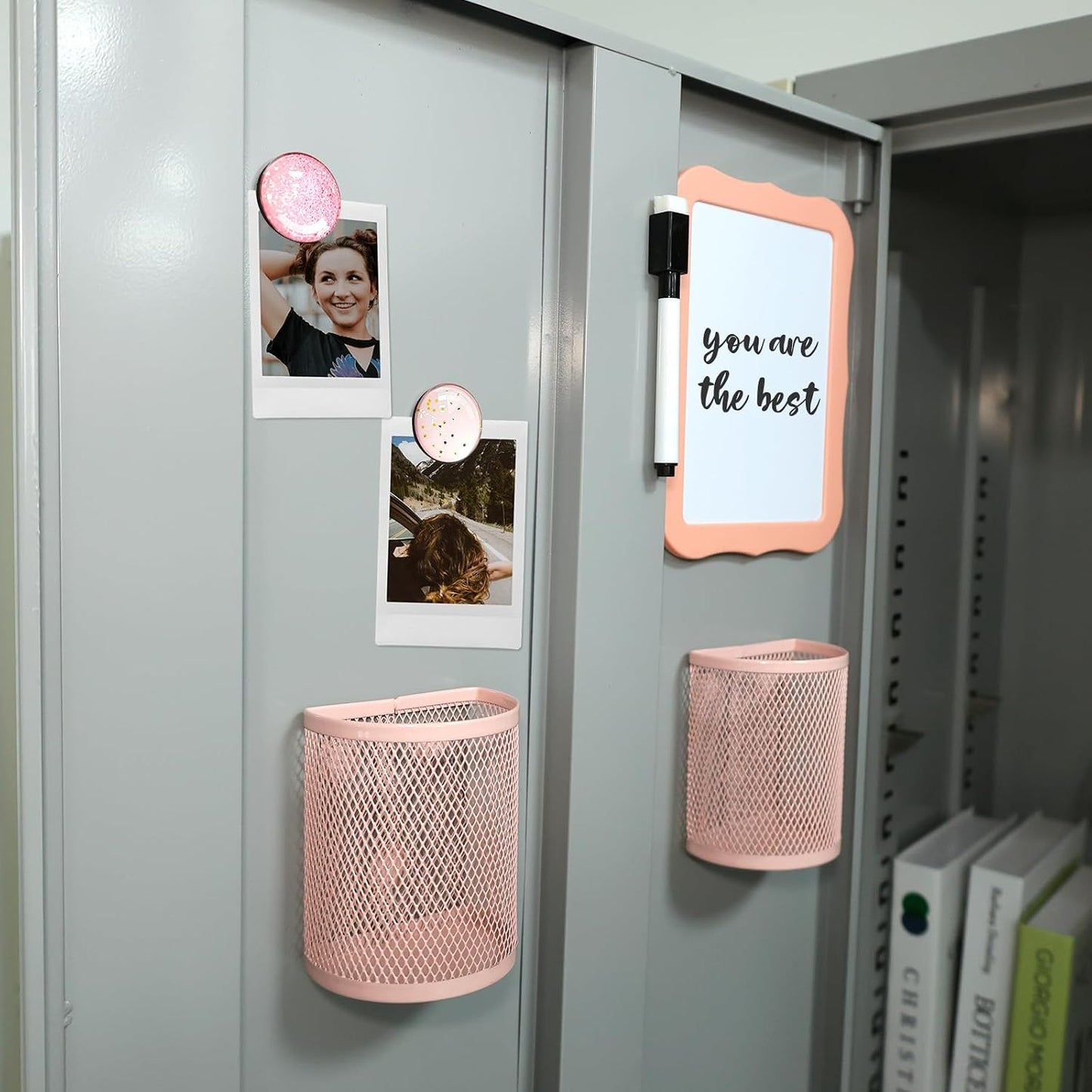 Locker Accessories Kit, Back to School Essentials, 9 Pieces Locker Organizer Supplies with Magnetic, Locker Decor Includes Whiteboard, Locker Mirror, Magnets, and Other Locker Decorations