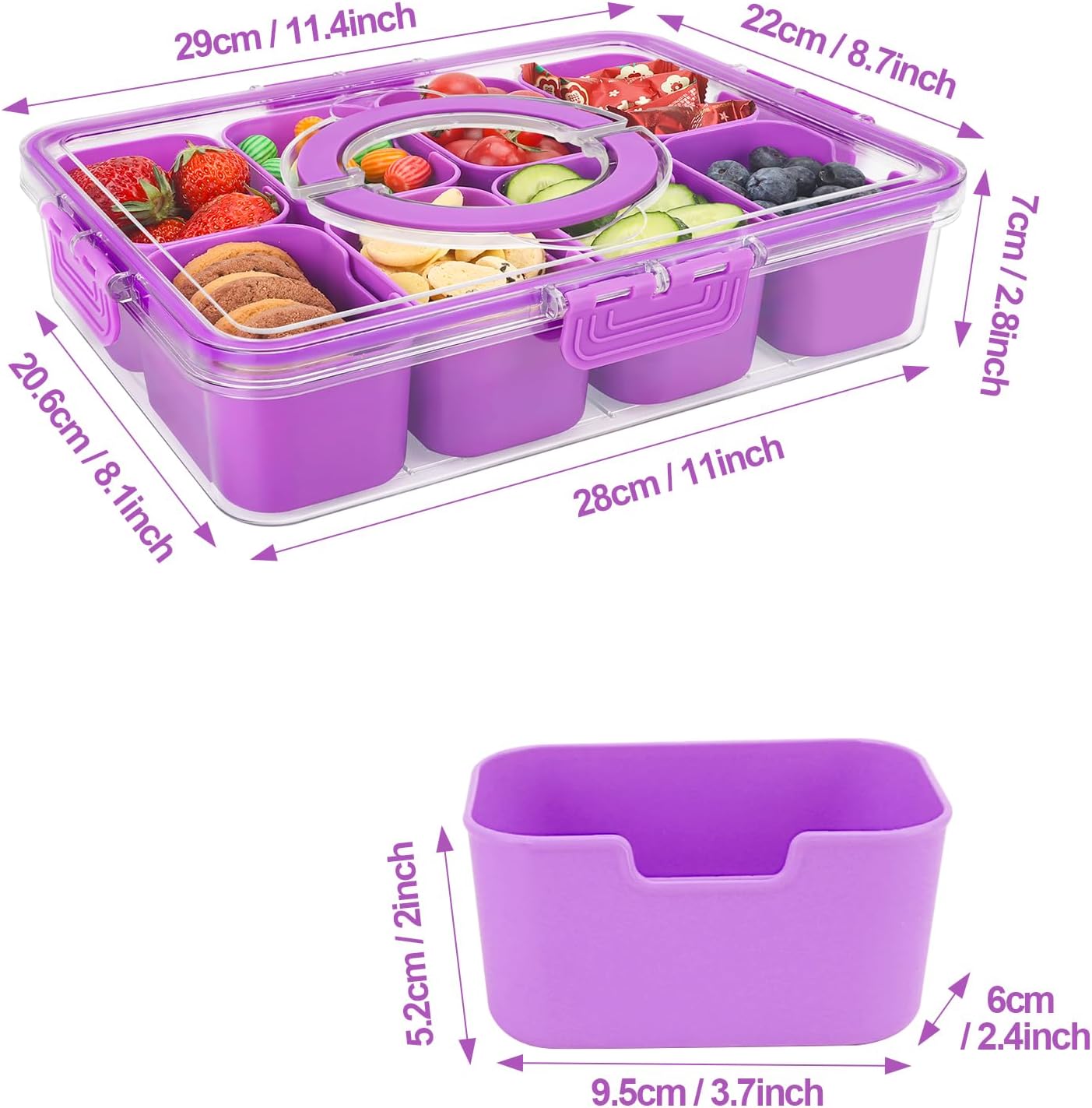 Purilite Select Clear Compartmentalized Snack Box