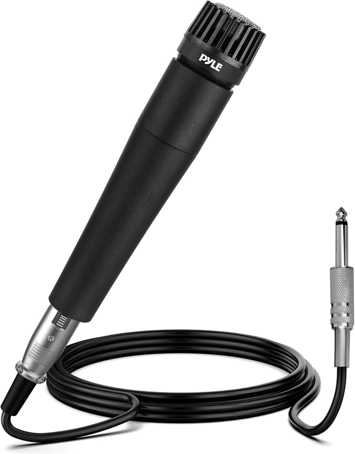 Pyle Professional Dynamic Vocal Microphone - Moving Coil Dynamic Cardioid Unidirectional Handheld Microphone with ON/OFF Switch Includes 15ft XLR Audio Cable to 1/4'' Audio Connection - PDMIC59