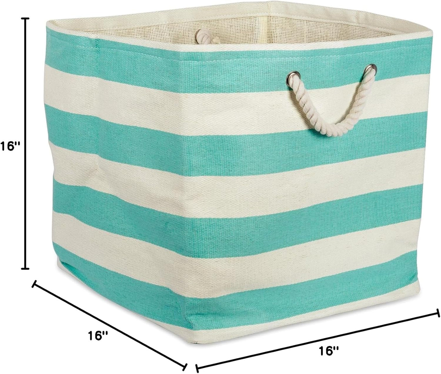 DII Storage Basket or Bin, Collapsible & Convenient Storage Solution for Office, Bedroom, Closet, Toys, Laundry (Large) - Pink Rugby Stripe
