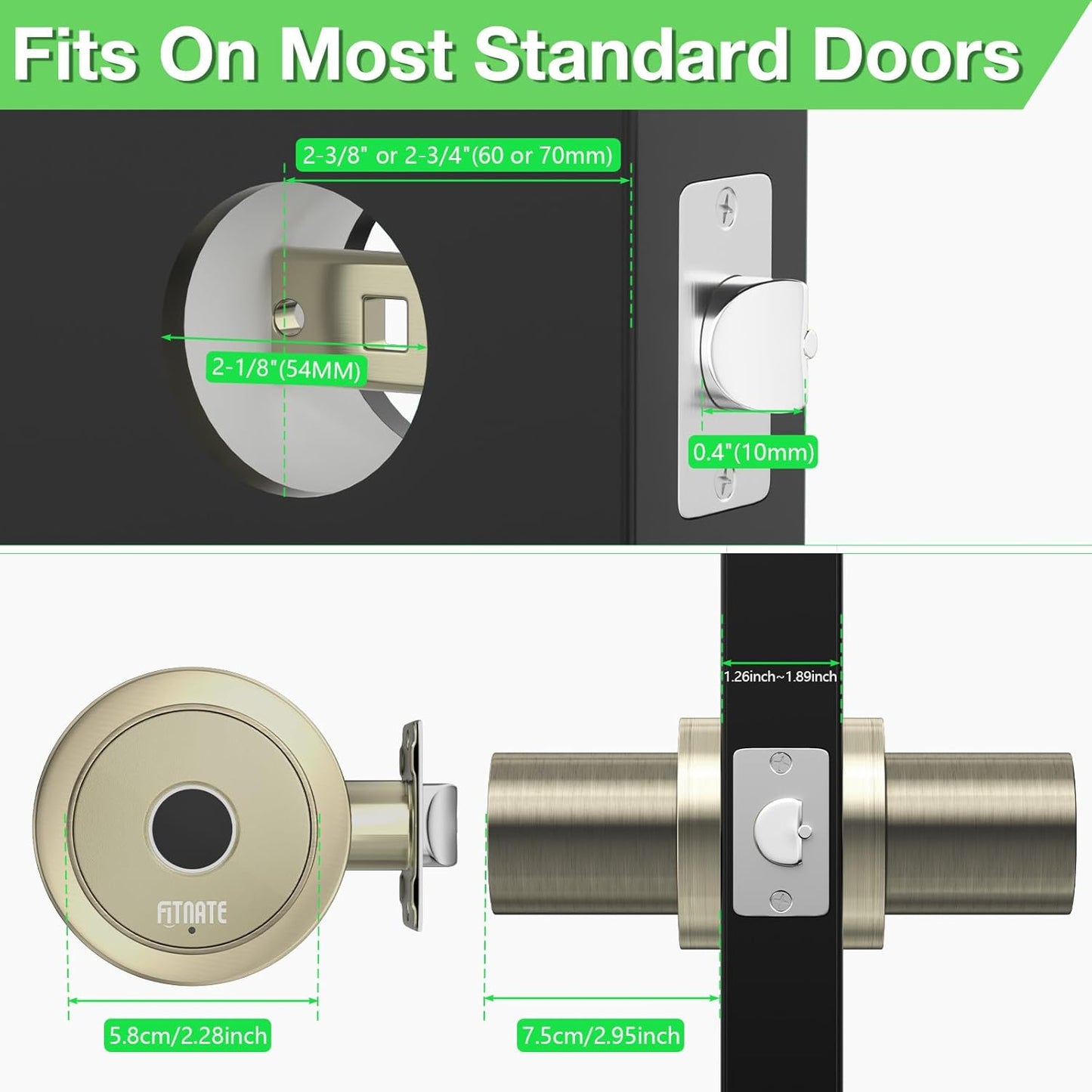 FITNATE Fingerprint Door Knob, Smart Biometric Door Lock with App Control, Keyless Entry Door Knob with Bluetooth Digital Code, Touch to Open Knob for Bedroom,Home,Hotel,Office, Black