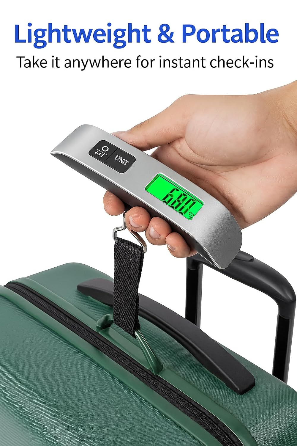 Purilite Select Digital Luggage Scale – Portable Hanging Baggage Weight Scale with LCD Display (110 lb / 50 kg)