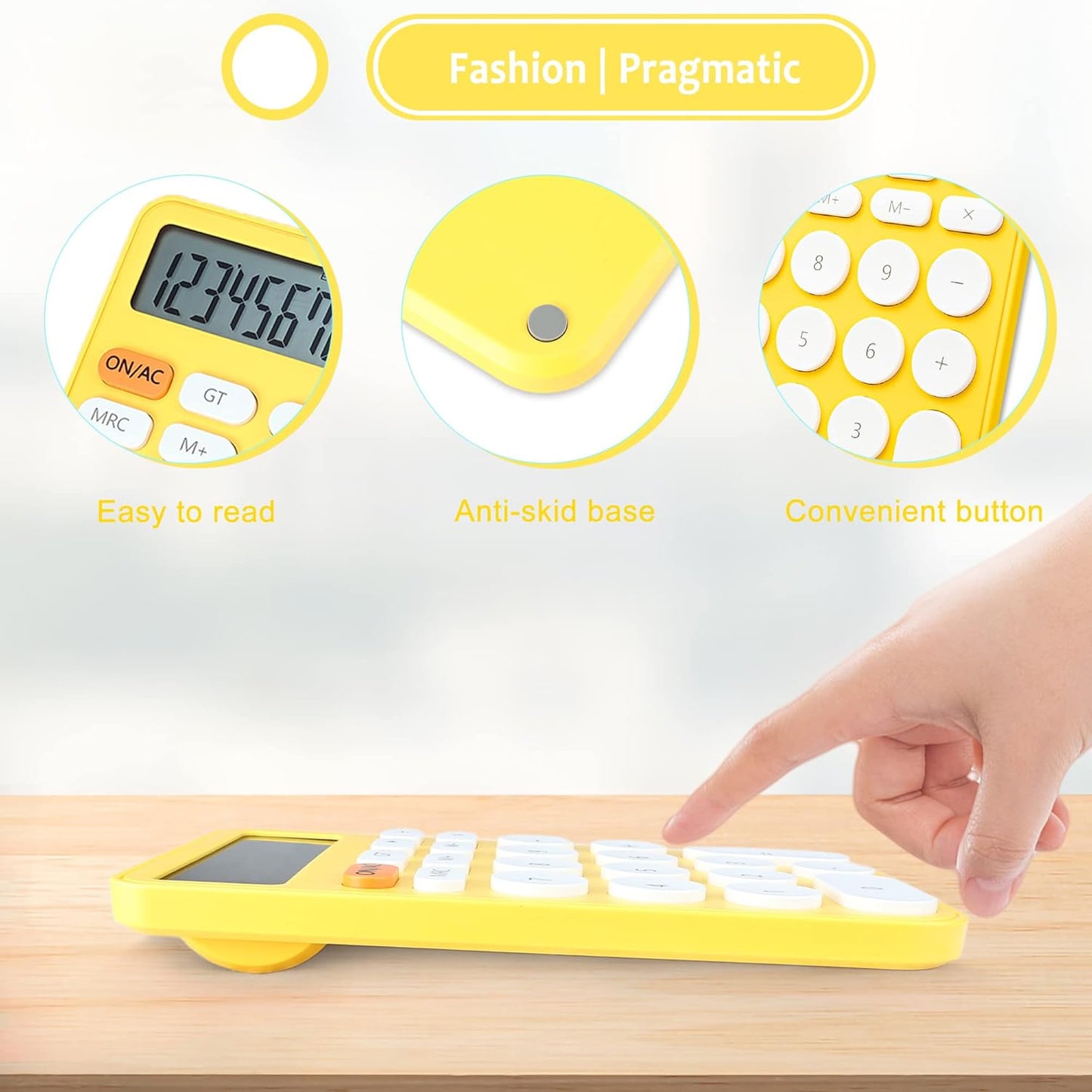 VEWINGL Mechanical Switch Calculator, 12 Digit Large LCD Display and Buttons, Great for Everyday Life and Basic Office Work, with Battery
