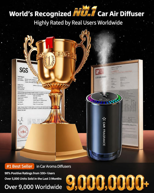 2026 Car Fragrance Aroma Diffuser with 50ml Perfume, Smart Wireless Car Air Fresheners, Aluminum Alloy, Music-Sync RGB Light, 3 Modes, Auto On/Off, Long Battery Life, 5-Month Scent, BJ579 (Ocean)