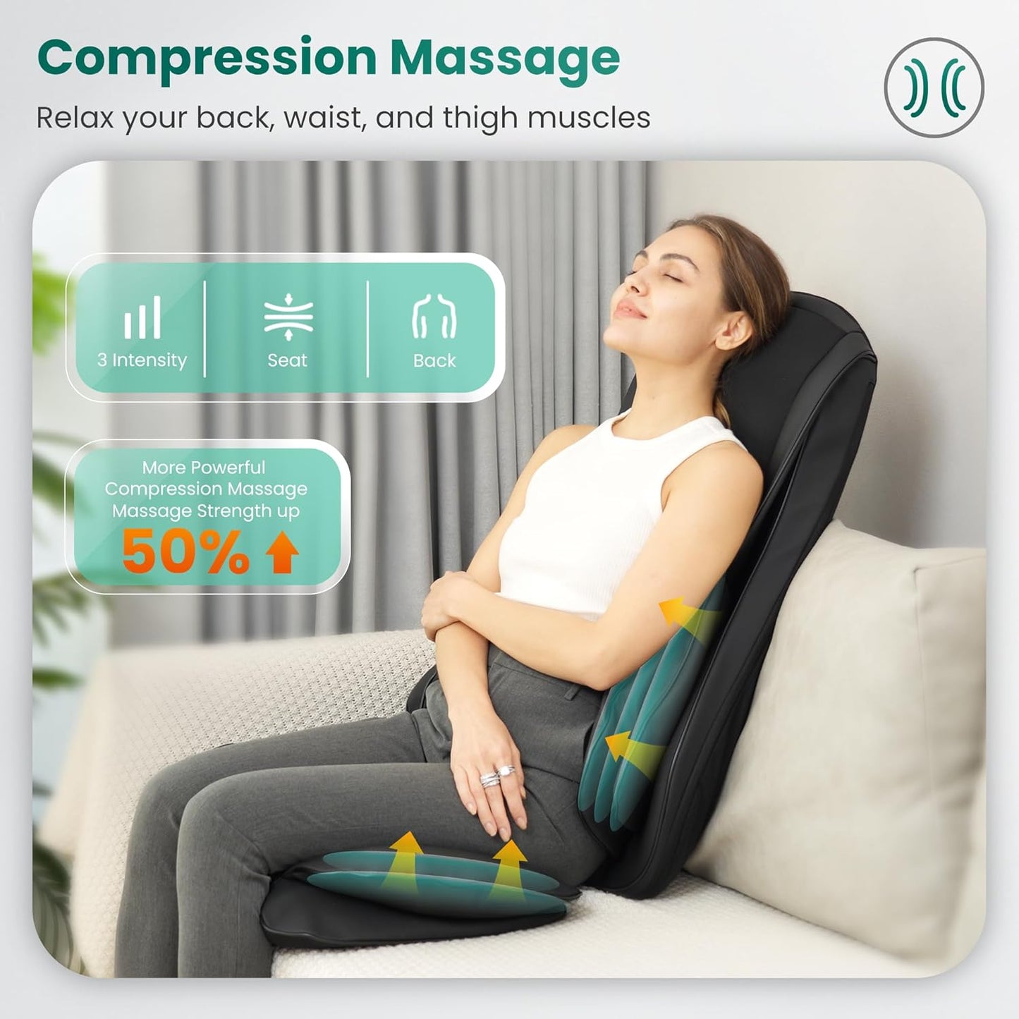 Snailax Shiatsu Neck and Back Massager with Heat Compression, Electric Massage Chair Pad for Neck Back, Massage Chair Full Body for Home Office Use, Gifts for Men, Women