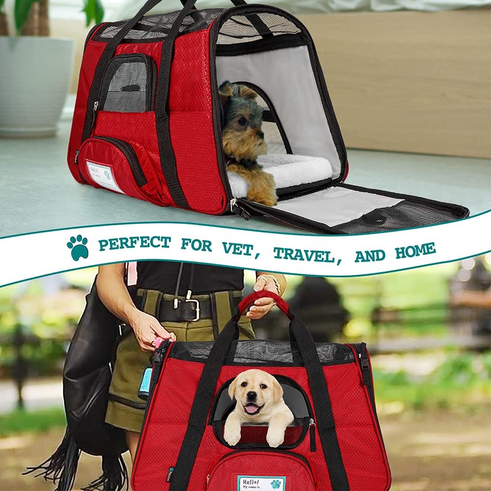 Premium Airline Approved Soft-Sided Pet Travel Carrier by PetAmi | Ventilated, Comfortable Design with Safety Features | Perfect For Plane or Car | Ideal for Small to Medium Sized Cats, Dogs, and Pets