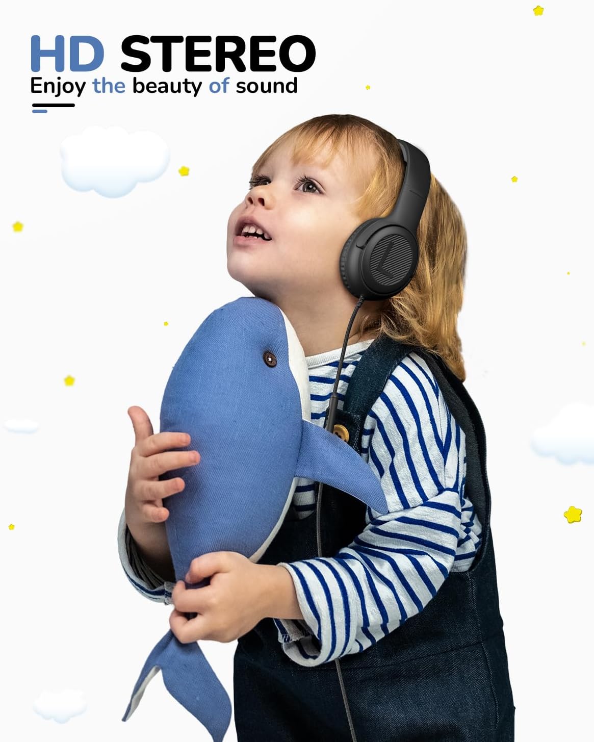 awatrue Kids Headphones with Microphone, Wired Headphones for Kids 85/94dB Safe Volume Limit, Over Ear Headsets, Boys Girls Childrens Headphones for School/Travel/Fire Tablet/BlueOrange
