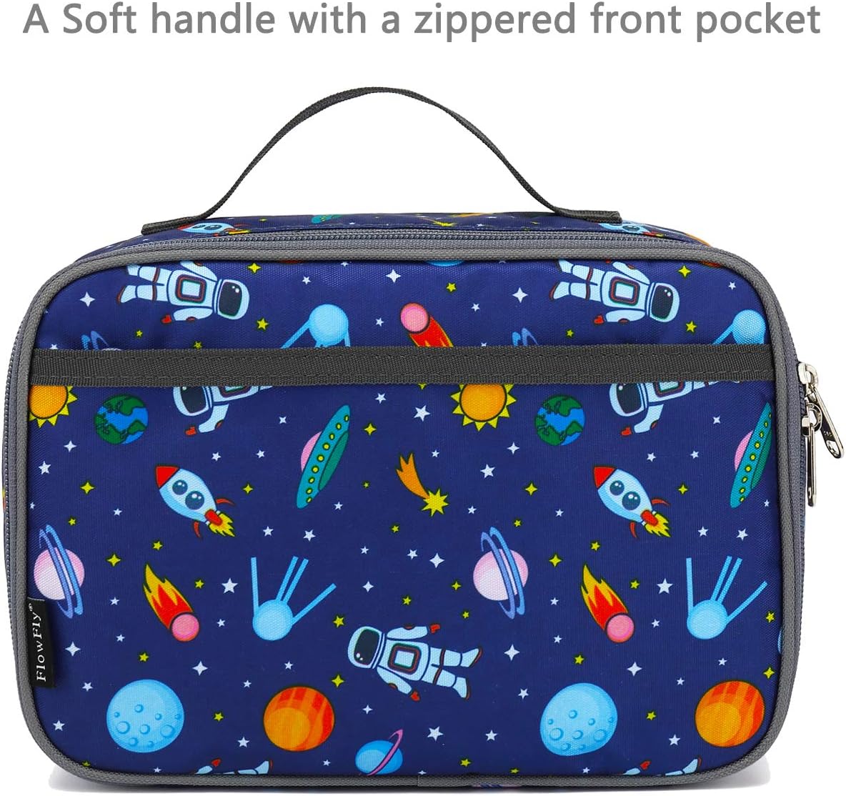 FlowFly Kids Lunch Box Insulated Soft Bag Mini Cooler Back to School Thermal Meal Tote Kit for Girls, Boys, Black