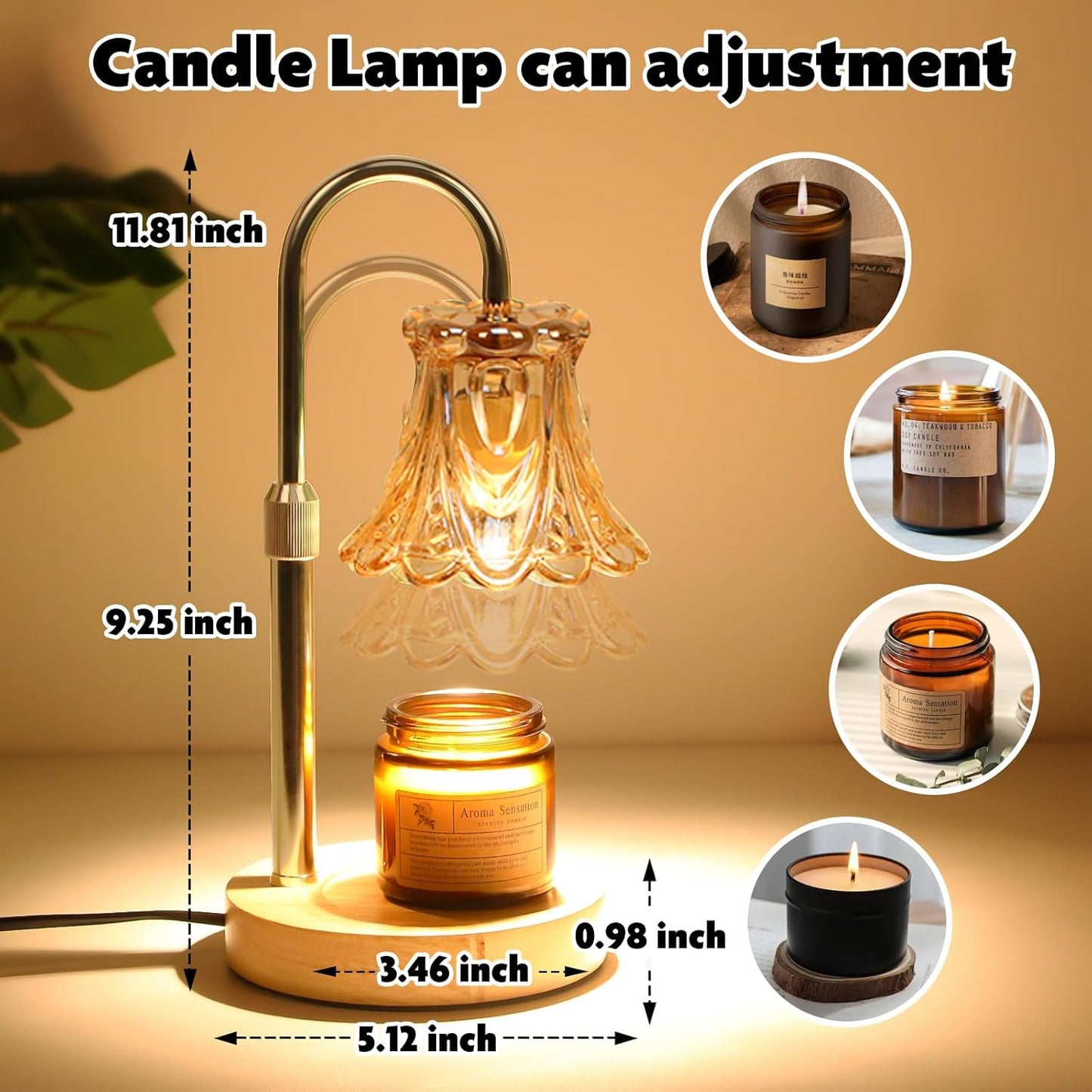 GEEZO Fragrance Candle Warmer Lamp,Electric Candle Warmer with Timer & Dimmer, Mom Christmas Birthday Gifts for Women, House Warming Gifts New Home Bedroom Decor