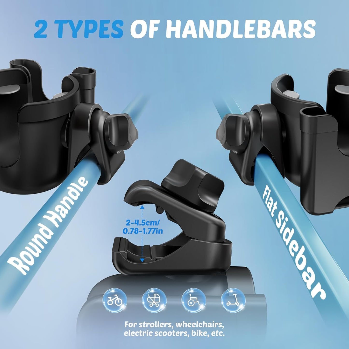 Guiseapue Stroller Cup Holder with Phone Holder: Cup Holder for Walker, Wheelchair/Stroller Accessories for Uppababy, Nuna, Doona, Rollator, Bike, Scooter, Baby Travel Essential