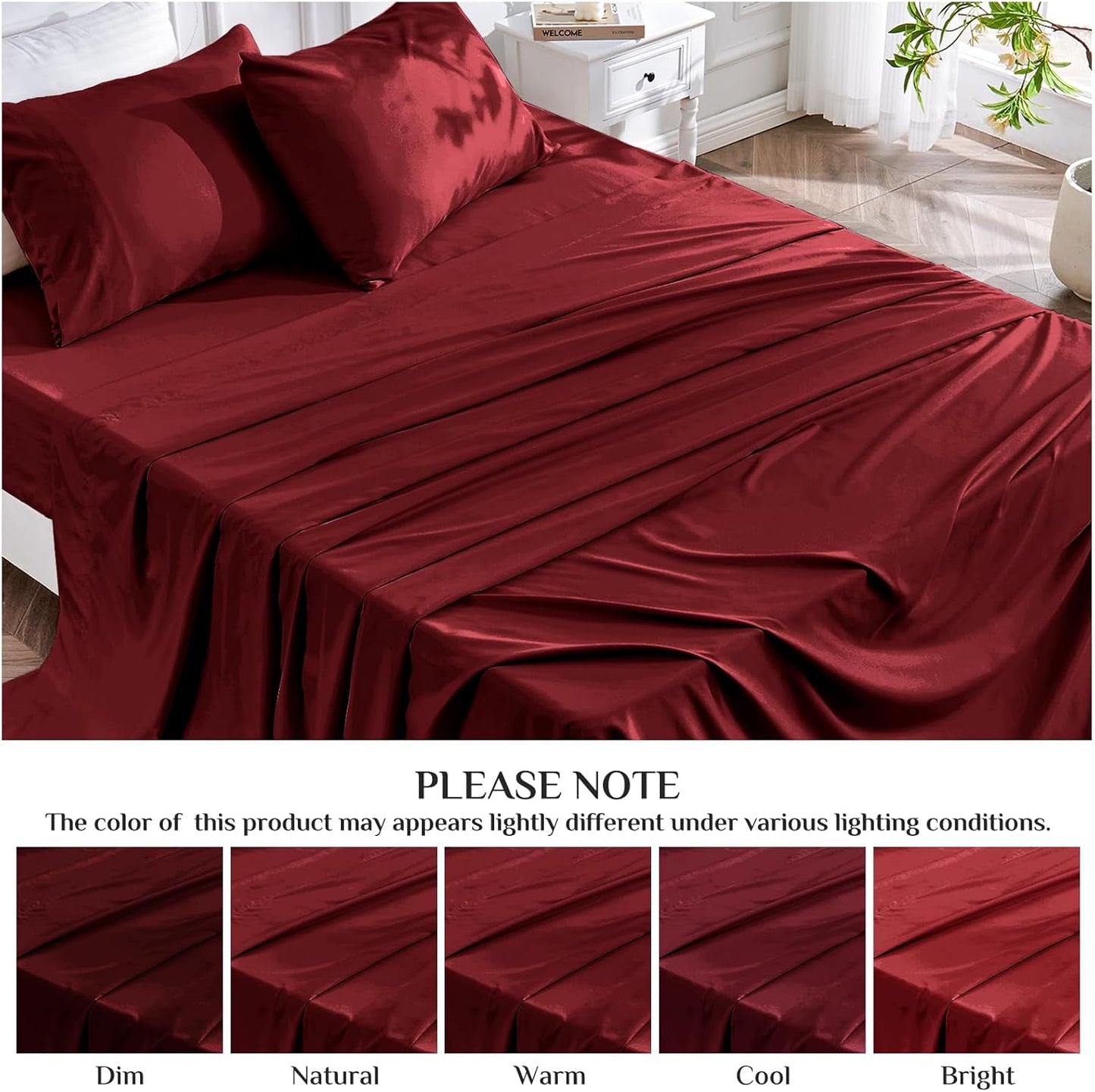 JOLLYVOGUE Queen Size Bed Sheet Set - 4 Piece Bed Sheets Set with Deep Pocket - Soft Breathable & Cooling - Resists Shrinkage & Fading Draps Queen - Easy Care (Dark Grey)