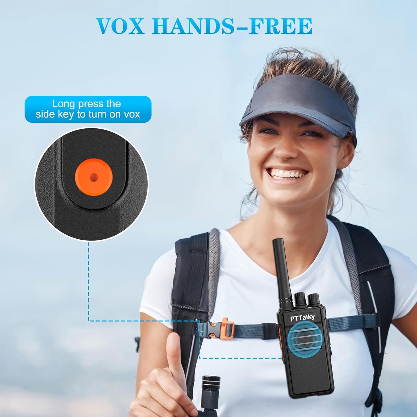 PTTalky FR1 Walkie Talkies with 6-Way Charger, Long Range Walkie Talkies, USB-C Charging, VOX, with Earpieces, 2 Way Radios for Business School Warehouse
