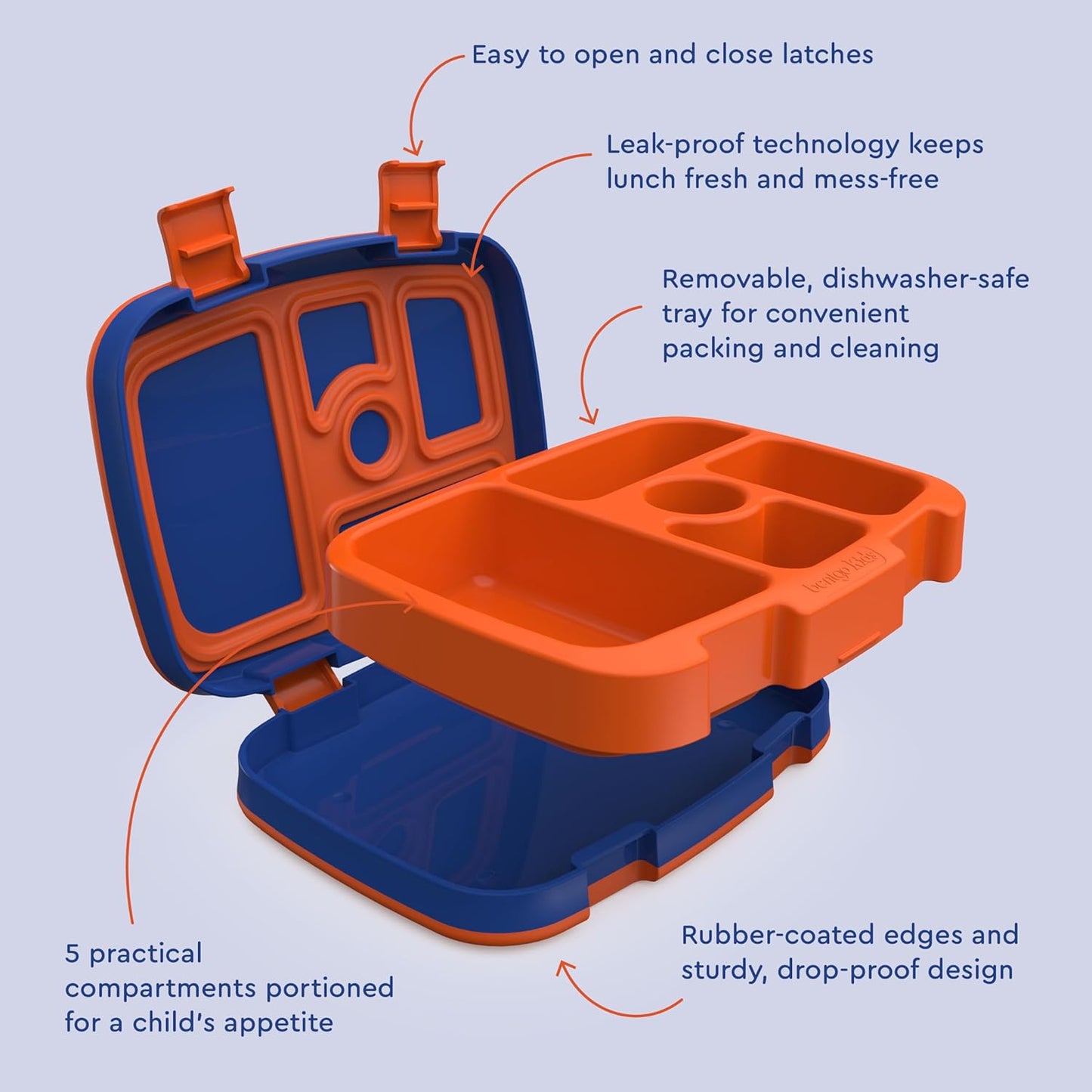 Bentgo Kids Prints Leak-Proof, 5-Compartment Bento-Style Kids Lunch Box - Ideal Portion Sizes for Ages 3-7, Durable, Drop-Proof, Dishwasher Safe, & Made with BPA-Free Materials (Green Rainbow)