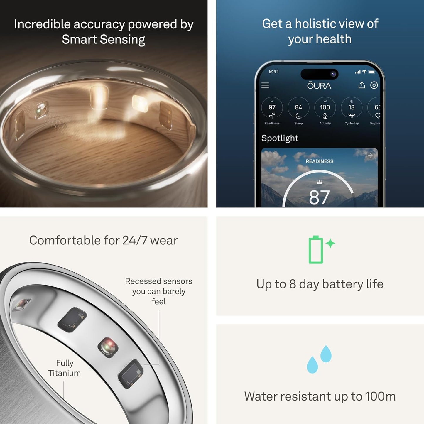 Oura Ring 4 - Gold - Size 9 - Smart Ring - Size First with Oura Ring 4 Sizing Kit - Sleep Tracking Wearable - Heart Rate - Fitness Tracker - Up to 8 Days of Battery Life