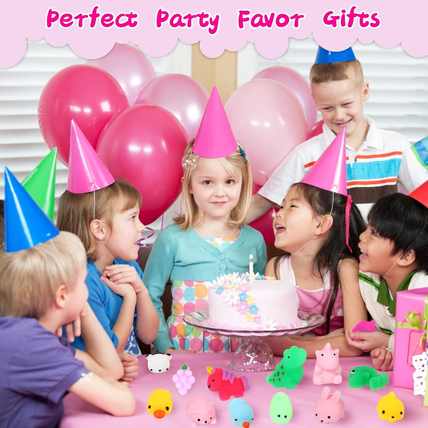FUNNYB&G Kawaii Mochi Squishies Fidget Toy - 100 pcs Squishy Party Favors Kids Classroom Prize Birthday Goodie Bag Stuffers - Stress Relief Pack for Girls Boys Christmas Easter Valentines Gift