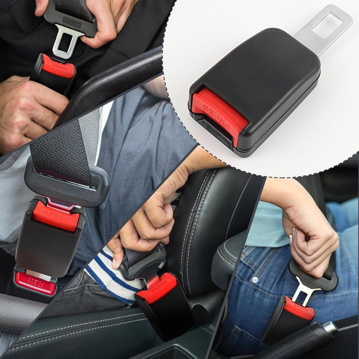 Universal Car Seat Belt Buckle Extension | Safety Seat Belt Extender Clip | ABS Plastic Seatbelt Adjuster | Easy Install Vehicle Seat Belt Extension | 2 Pack Comfort Belt Adapter - PuriLite