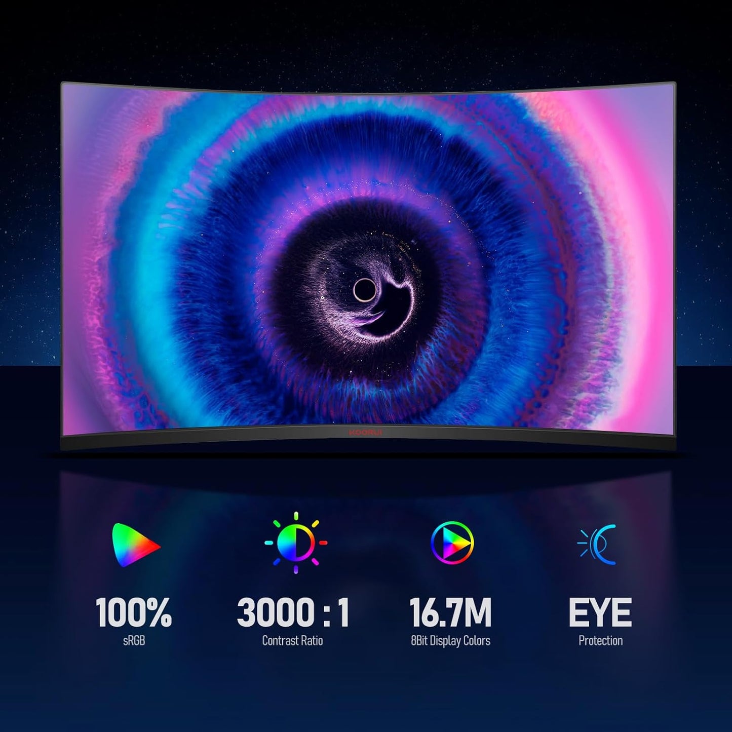 KOORUI 32 inch Curved Gaming Monitor - QHD (2560 x 1440) 2K Display, 170Hz 144Hz Monitors, 1500R Curvature, 1ms, HDR10, Adaptive Sync, Tilt Adjustable, DisplayPort HDMI, Black - 32E6QC