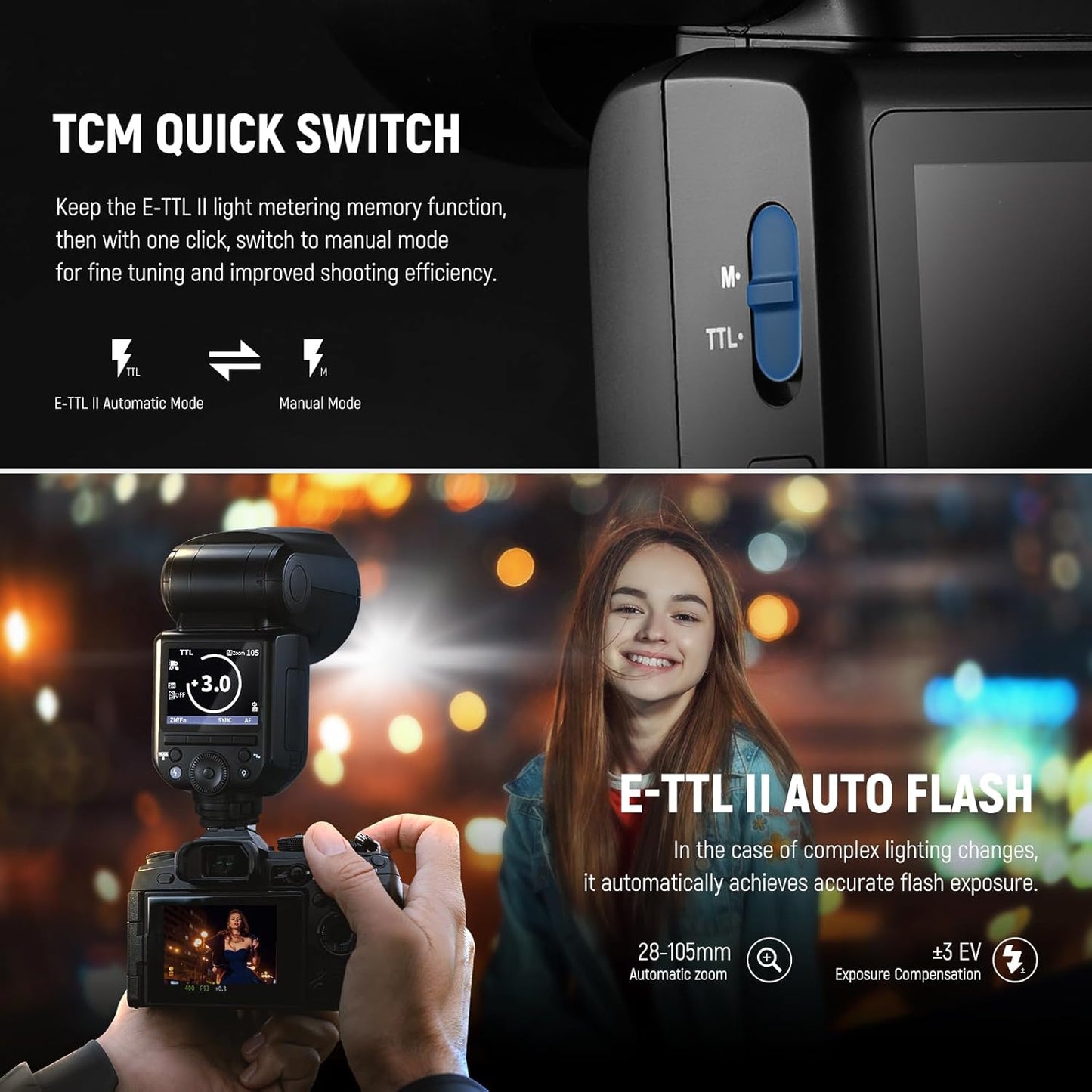 NEEWER Z2-N 2.4G TTL Round Head Flash Speedlite Compatible with Nikon Cameras, 76Ws 1/8000s HSS with Diffuser, 2 Modeling Lamps, Upgraded UI, TTL/M Toggle Key, 3000mAh Battery, 600 Full Power Flash