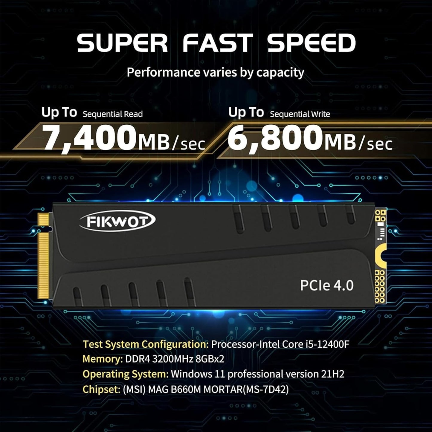 Fikwot FN970 2TB M.2 2280 PCIe Gen4 x4 NVMe 1.4 Internal Solid State Drive with Heatsink - Speeds up to 7,400MB/s, Configure DRAM Cache, Compatible PS5 Internal SSD