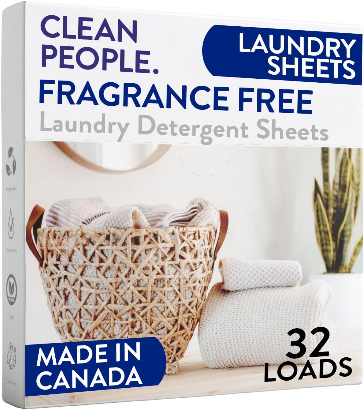 Clean People Laundry Detergent Sheets - Recyclable Packaging, Hypoallergenic, Stain Fighting - Ultra Concentrated, Laundry Soap - Fresh Scent, 96 Pack