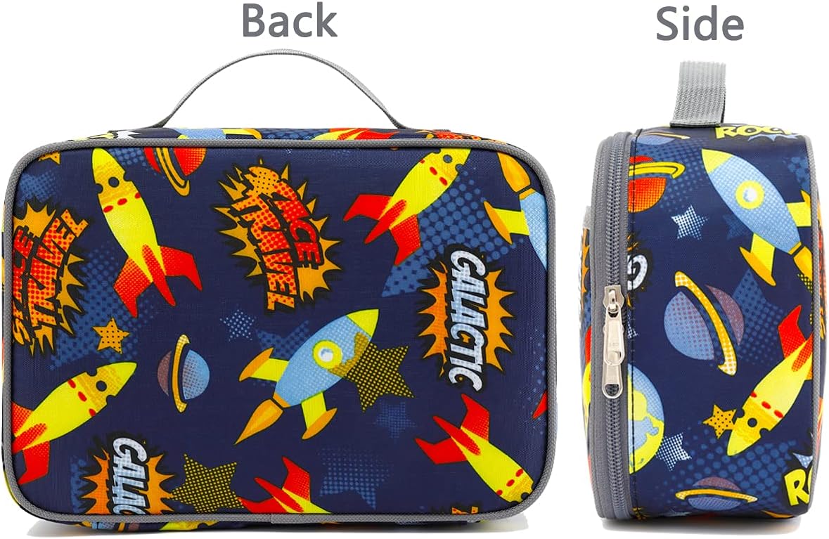FlowFly Kids Lunch Box Insulated Soft Bag Mini Cooler Back to School Thermal Meal Tote Kit for Girls, Boys, Black
