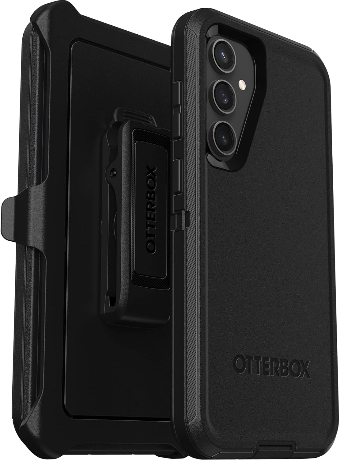 OtterBox Galaxy S23 FE Defender Series Case - Black, Rugged & Durable, with Port Protection, Includes Holster Clip Kickstand