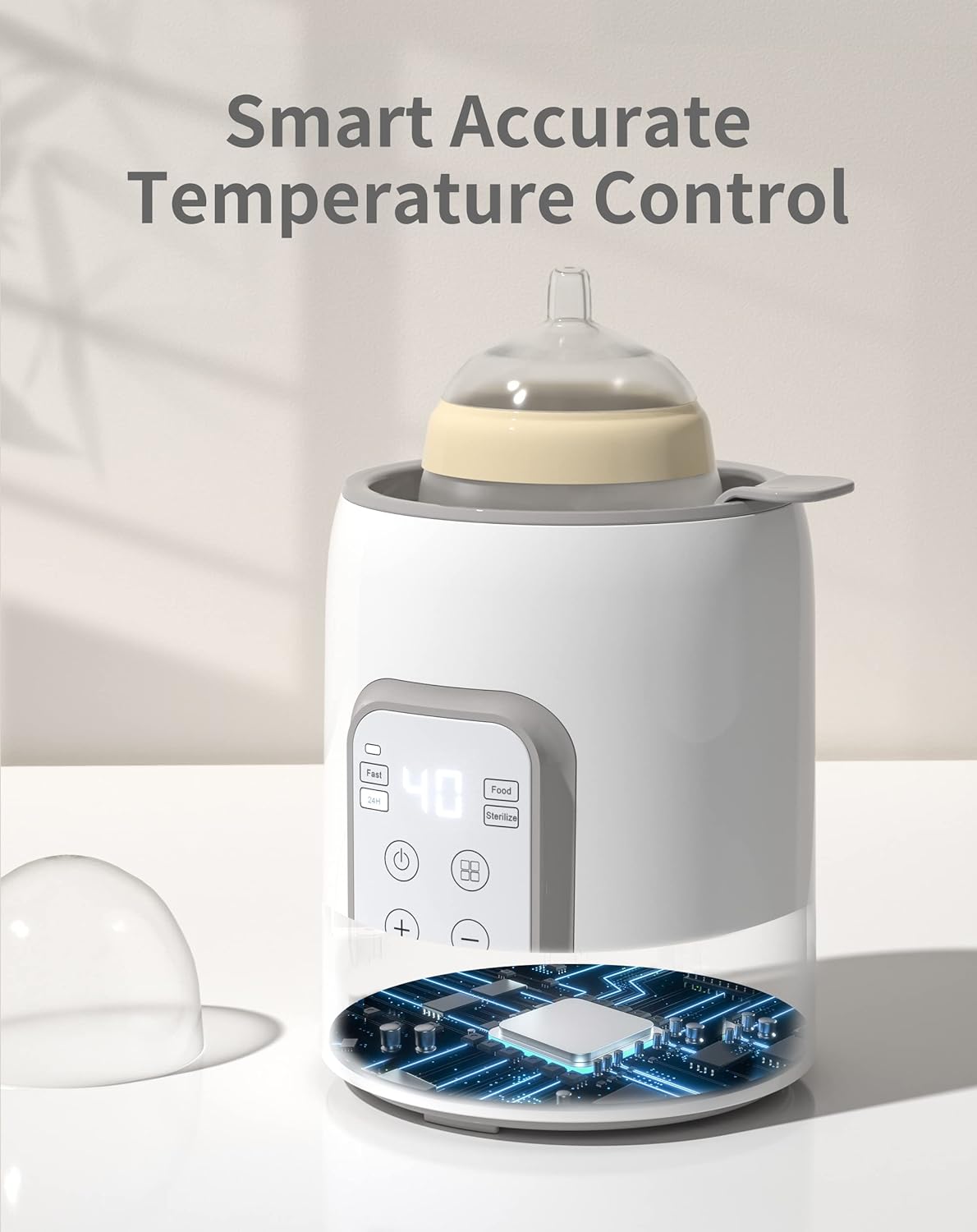 Bottle Warmer, GROWNSY 8-in-1 Fast Baby bottle Warmer with Timer LCD Display Accurate Temperature Control for Breastmilk or Formula