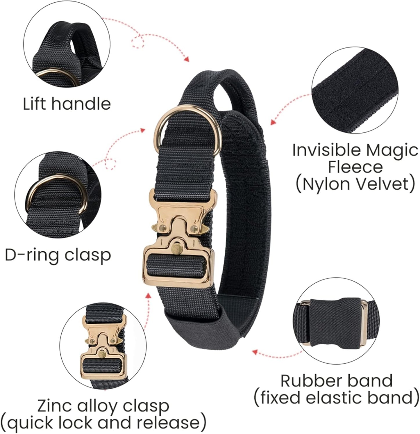 EXCELLENT ELITE SPANKER Tactical Dog Collar Nylon Adjustable K9 Collar Military Dog Collar Heavy Duty Metal Buckle with Handle(Coyote Brown-XL)