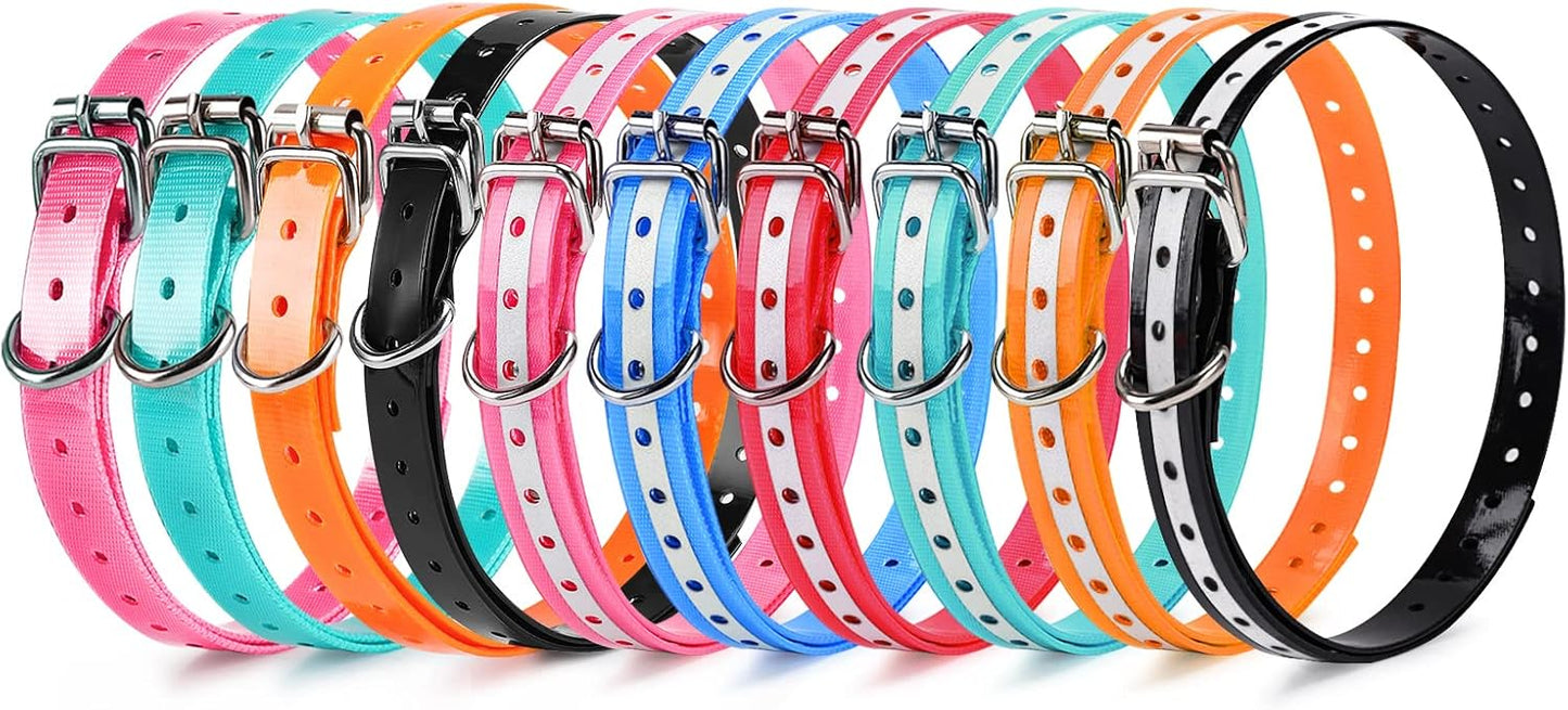 LuckinPET Waterproof Dog Collar Replacement Strap for Shock Collar and Fence Easy Clean Odorless Dog Collar Metal Buckle 3/4 Inch Adjustable Size Durable Anti-Odor TPU Dog Collar Orange Pack of 2