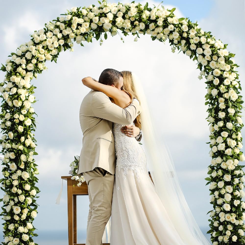 7.2 Ft Metal Wedding Arch Stand Gold Adjustable Backdrop with Base for Ceremony Birthday Bridal Baby Shower Outdoor Indoor Graduation Party Balloon Decoration Arched Square Frame (Gold, 7.2FT)