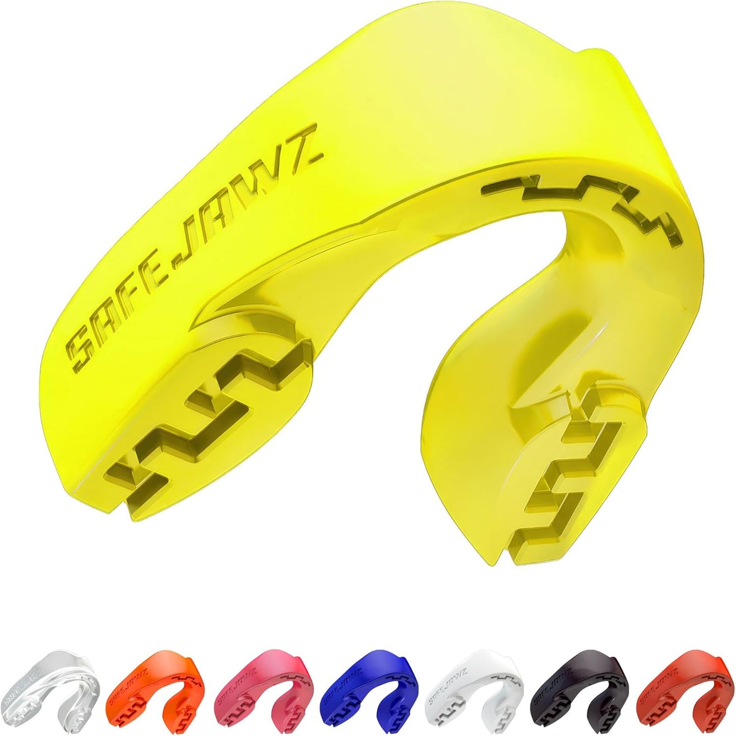 SAFEJAWZ Mouthguard Strapless Slim Fit, Adults and Junior with Case for Boxing, Basketball, Football, MMA, Martial Arts, Hockey and All Contact Sports (Adults (12+ Years), Black)