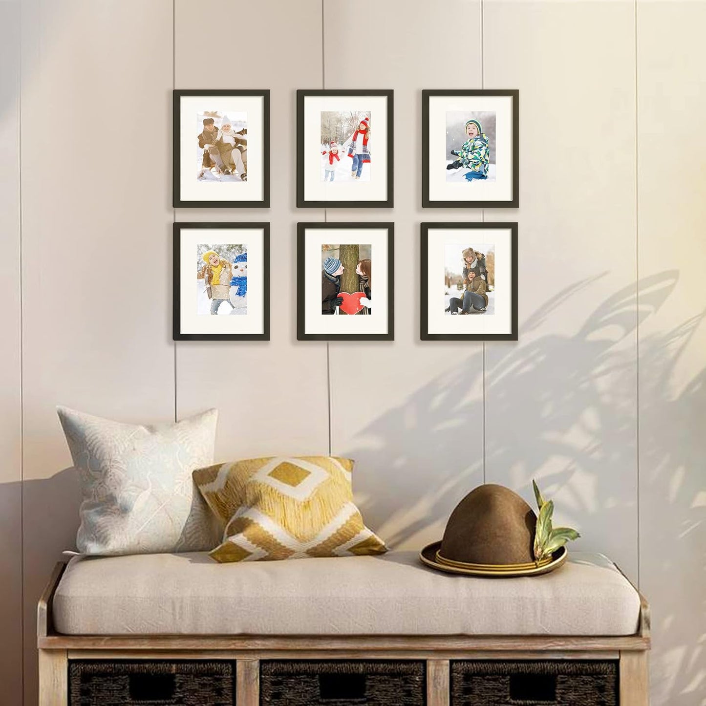 upsimples 11x14 Picture Frame, Display Pictures 8x10 with Mat or 11x14 Without Mat, Wall Hanging Photo Frames, Black