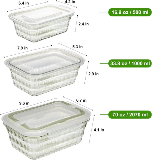Taiuloo Set of 3 Food Storage Containers with Lids & Handle, BPA Free Plastic Meal Prep & Salad Bowl Containers To Go for Lunch, Salad Serving Bowls for Snack, Fruit, Veggie, Green - PuriLite