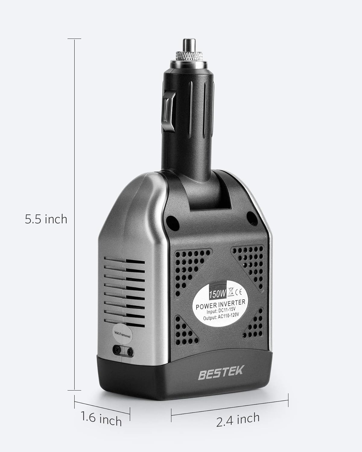 BESTEK 150W Car Power Inverter DC 12V to AC 110V with 2 USB Ports (3.1A Shared)