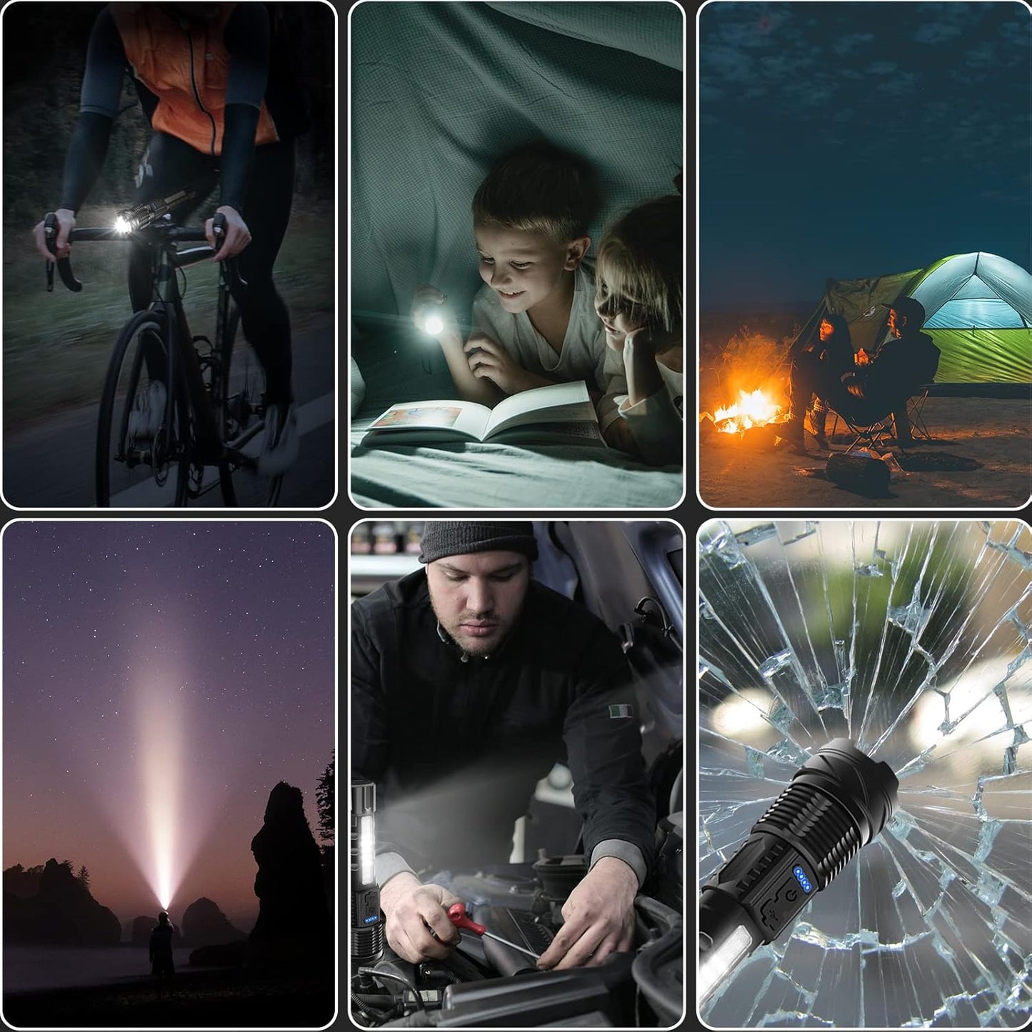 Flashlight Rechargeable 5 Modes of 10000 High Lumen,IPX6 Waterproof Flashlight,LED Flashlight Ultra Bright,Portable Flashlight for Outdoor Activities Such as Camping,Cycling,Mountain