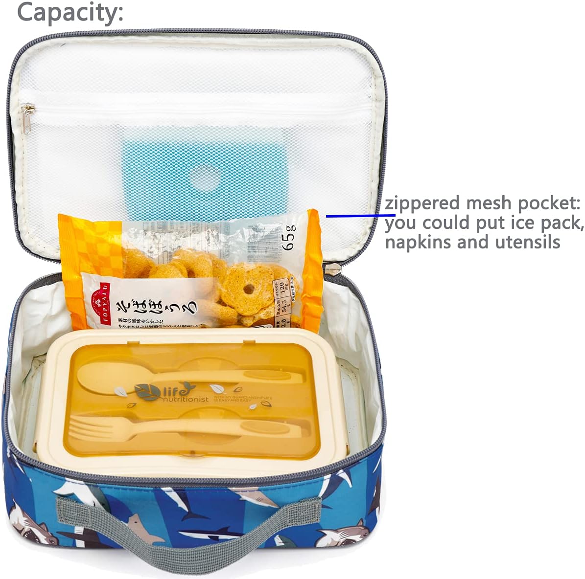 FlowFly Kids Lunch Box Insulated Soft Bag Mini Cooler Back to School Thermal Meal Tote Kit for Girls, Boys, Black