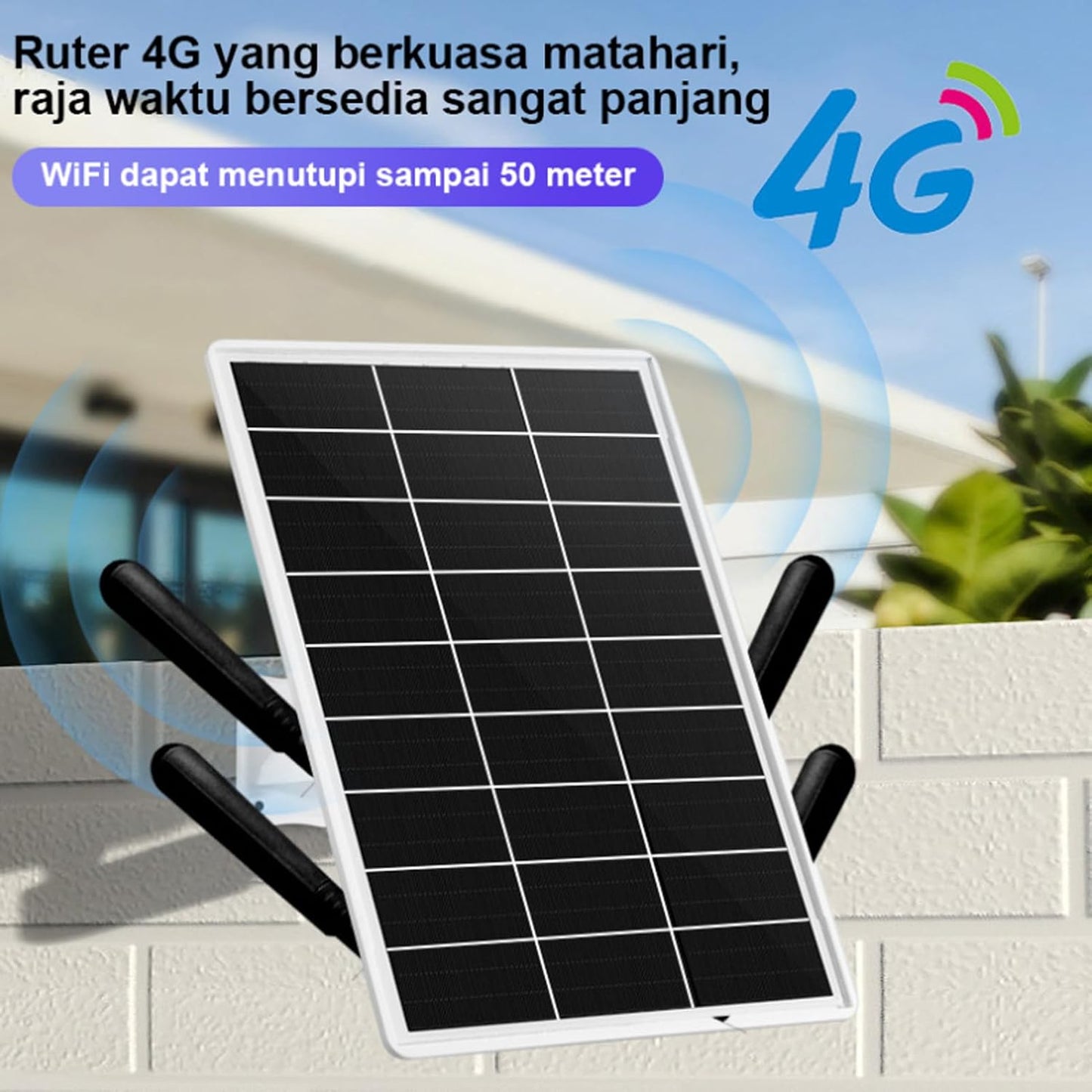 4G LTE Modem Router with SIM Card Slot, Solar Powered Wi Fi Extender Signal Boosters Solar Battery Outdoor, Long Ranges Up to 50M Wire Less Signal Boosters Wi Fi Repeater