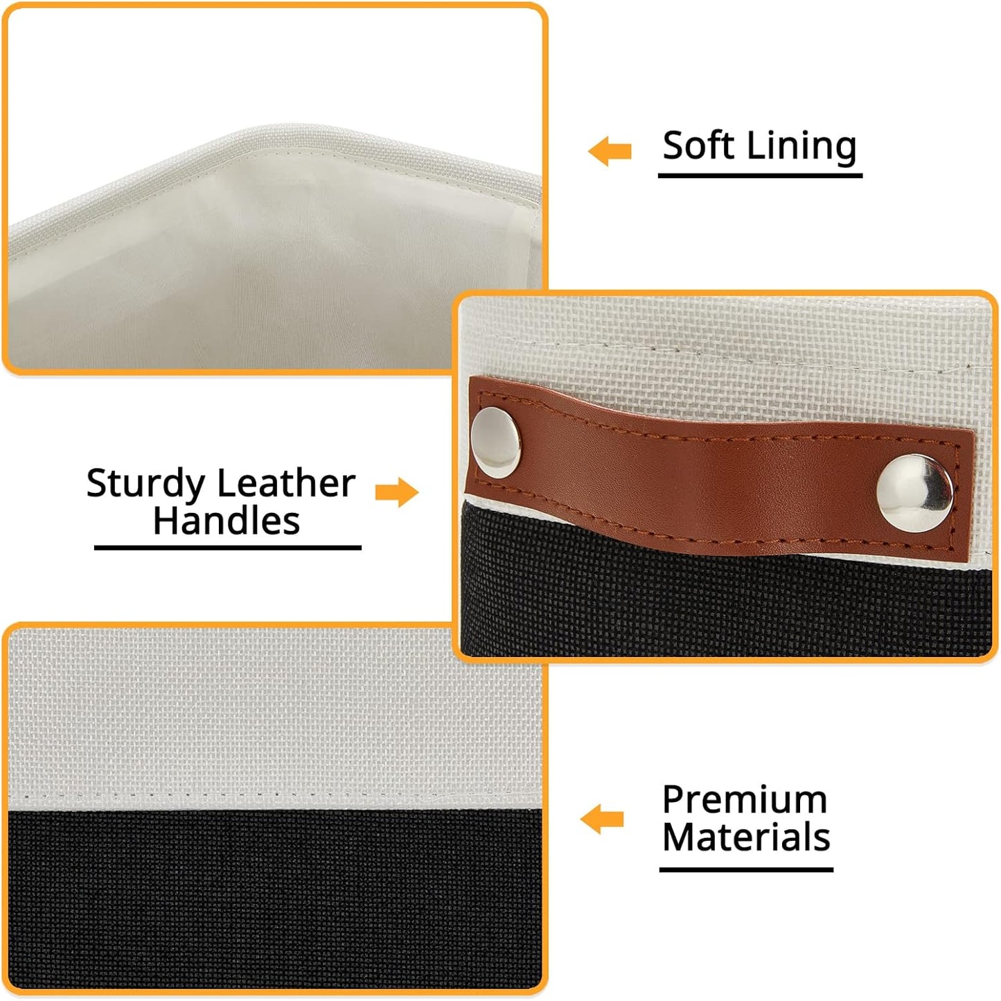 DULLEMELO Storage Baskets for Shelves, Fabric Collapsible Rectangular Storage Bins for Shelves, Closets, Nursery, Home, Office, Empty Gift Baskets (White&Teal)