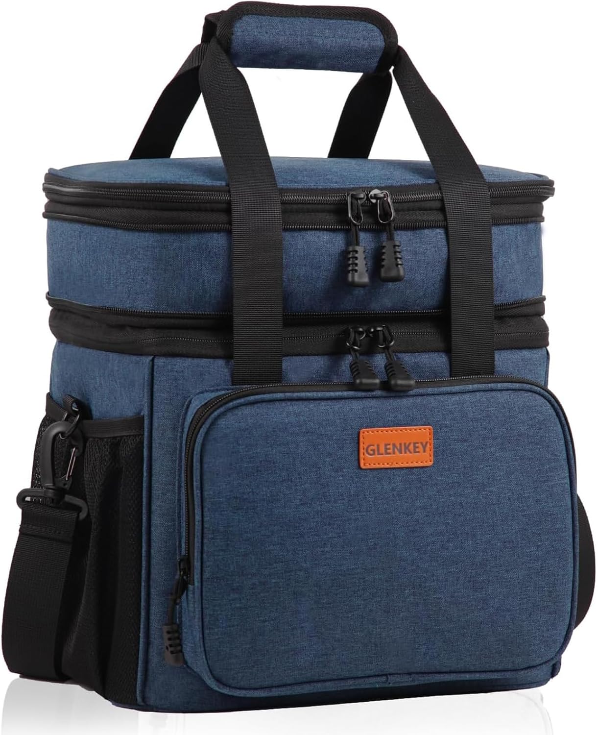 Expandable Large Lunch Bag, Double Deck Insulated Lunch Box Leakproof Durable Soft Cooler Bag for Men Women Adults Work Construction Beach Picnic Daytrip,16L,Black, GLENKEY